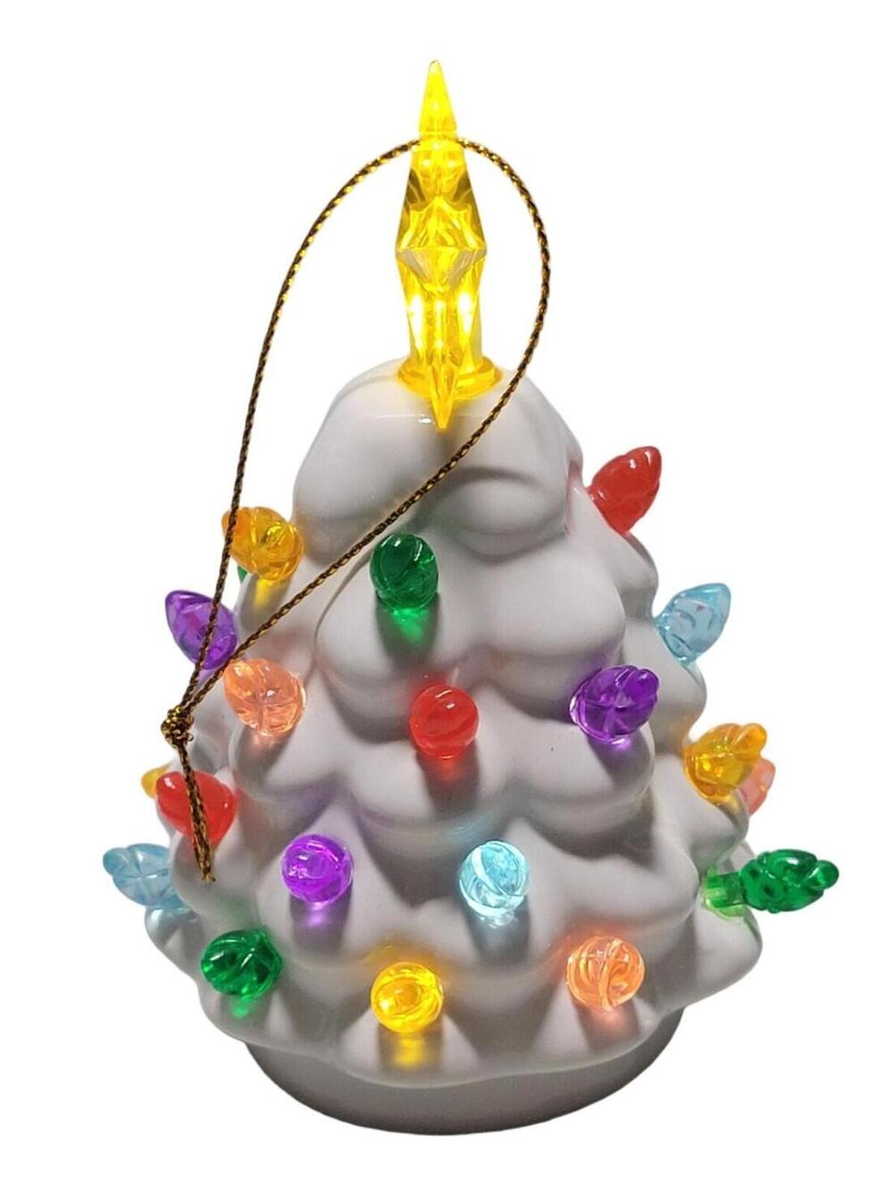 Mr. Christmas Mini 4.5” Light Up Ceramic Christmas Tree ~ White - Picture 2 of 12